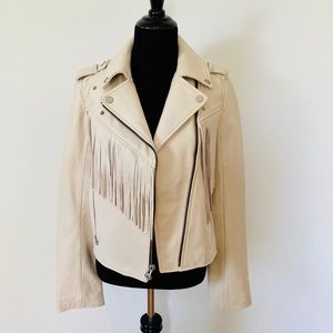 NWT 7 For All Mankind Leather Fringe Jacket